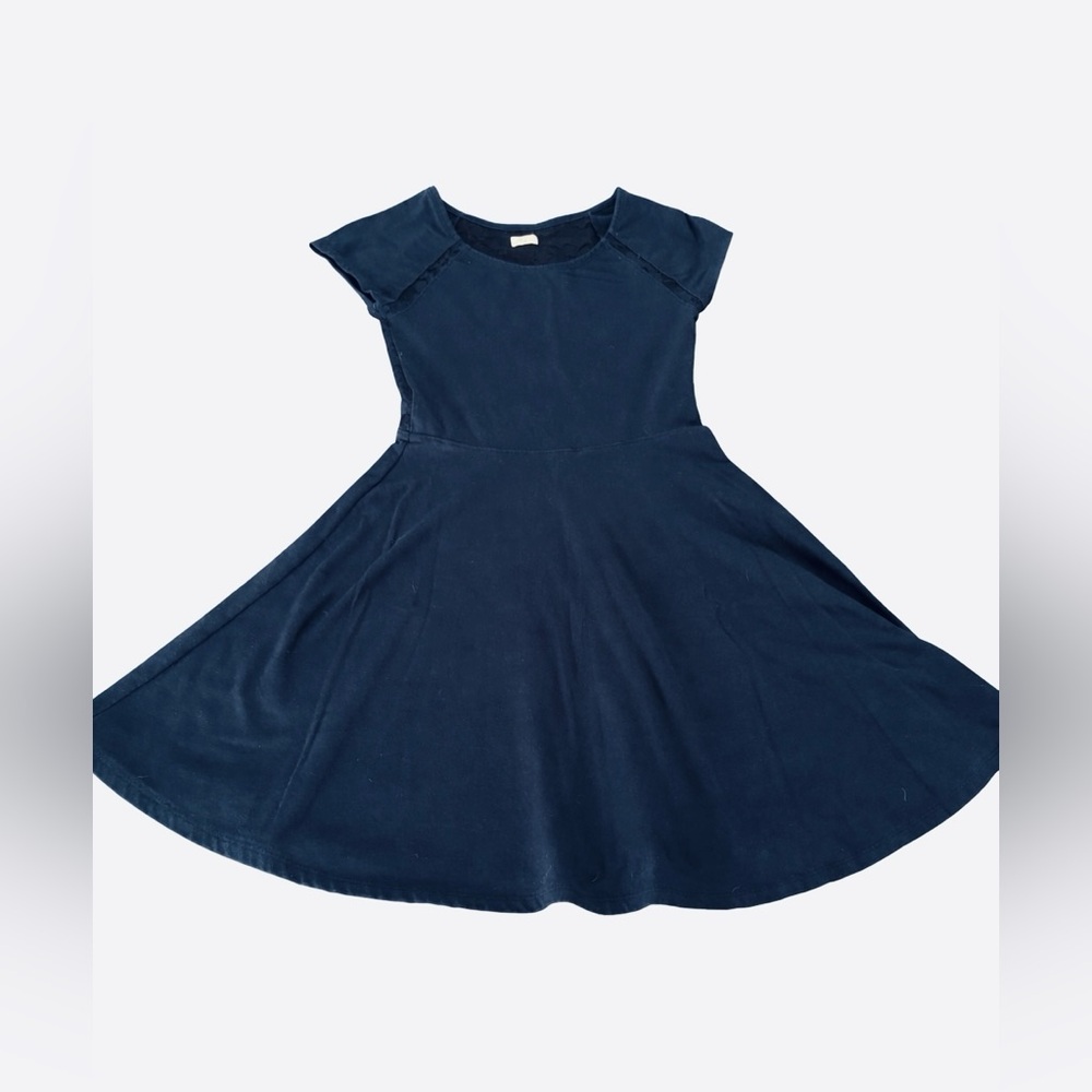 Hollister Navy Blue Jersey Knit Lace Back Skater Mini Dress, Women’s Juniors Sm